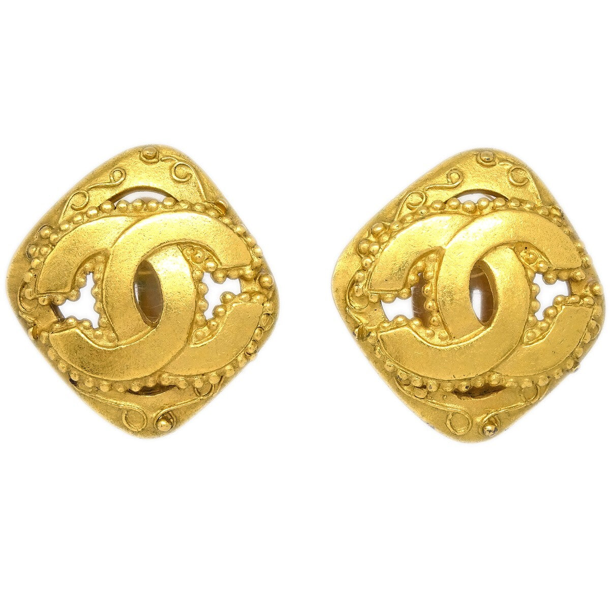 Chanel CC Rhombus Clip-On Earrings Metal