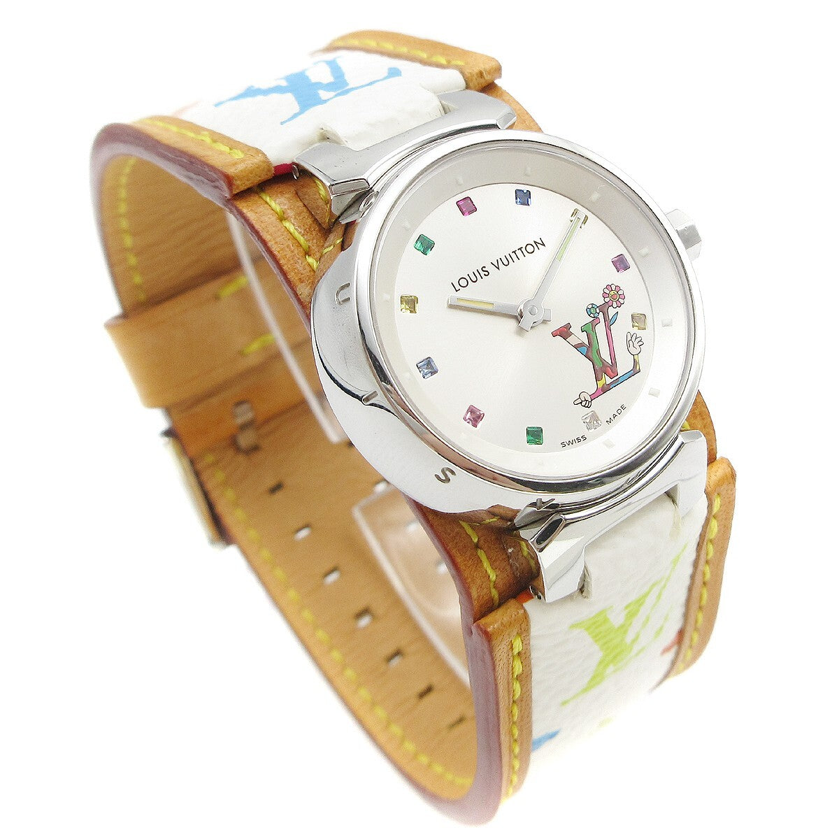 Louis Vuitton Tambour Quartz Watch Stainless Steel and Monogram Multicolor