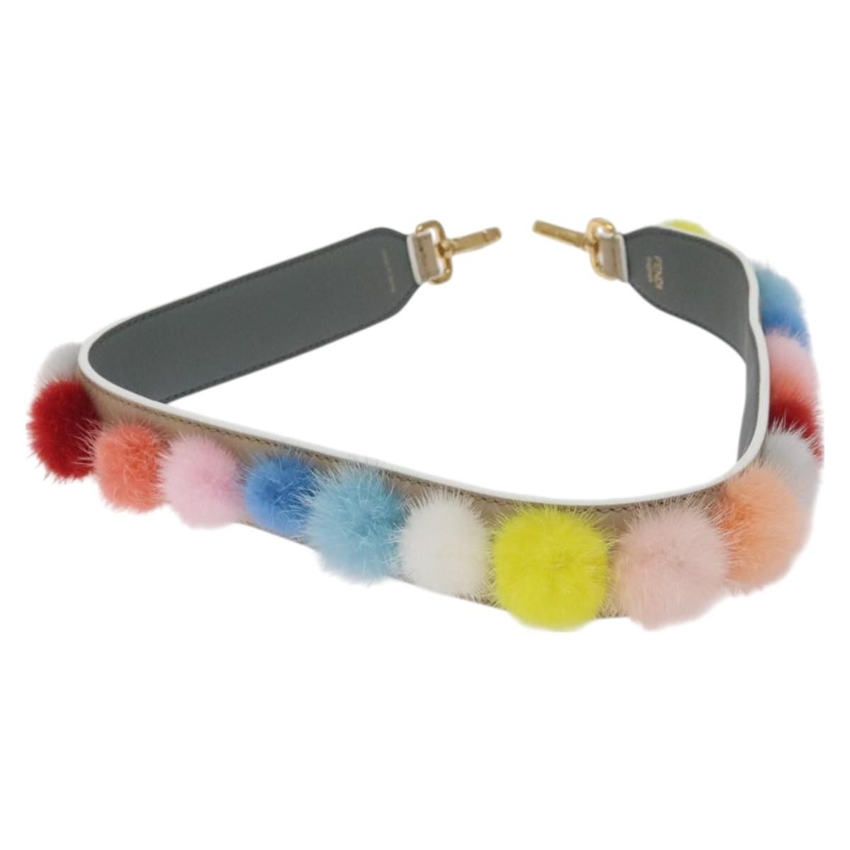 Fendi Pom Pom Strap You Shoulder Strap Leather and Fur