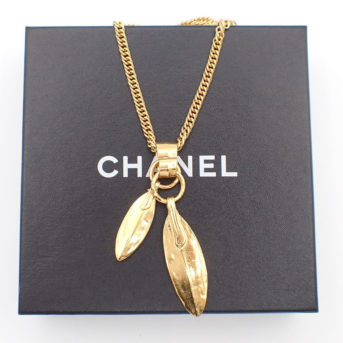 Chanel Feather CC Pendant Necklace Metal with Faux Pearl and Crystal
