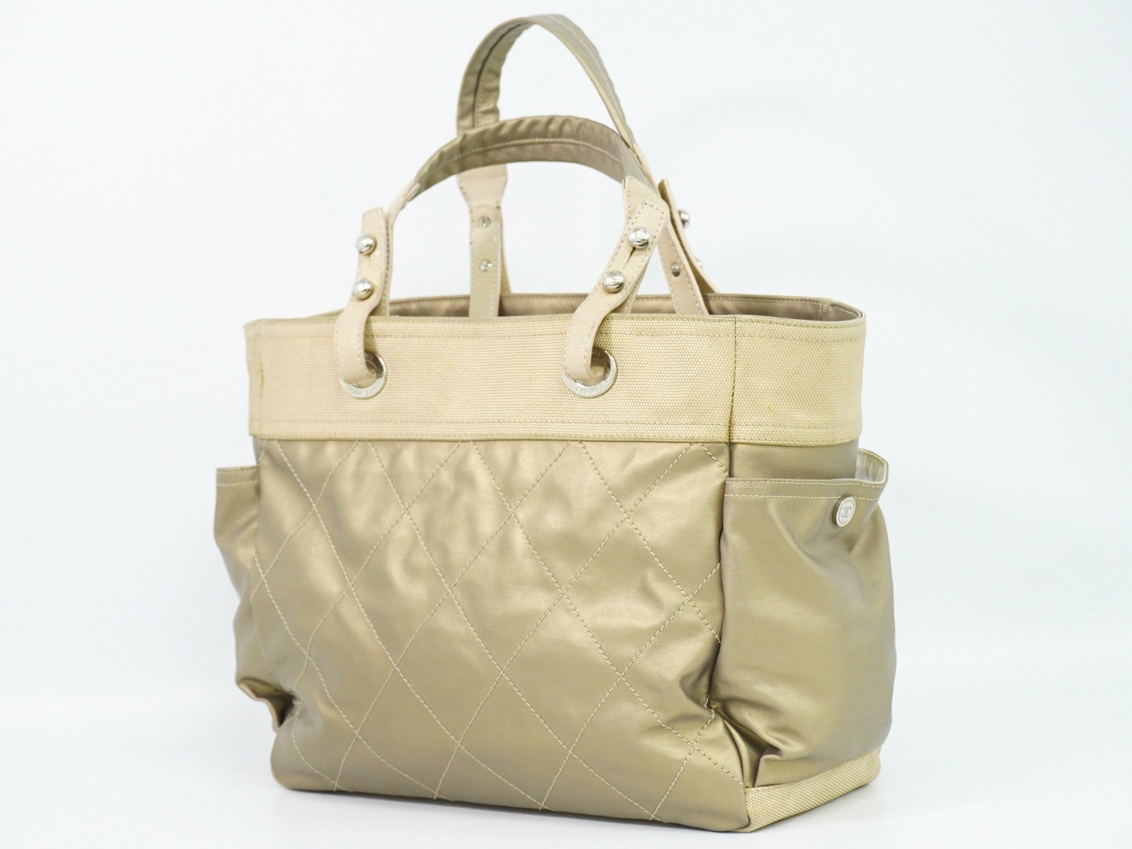 Chanel Biarritz Pocket Tote Quilted Coated Canvas