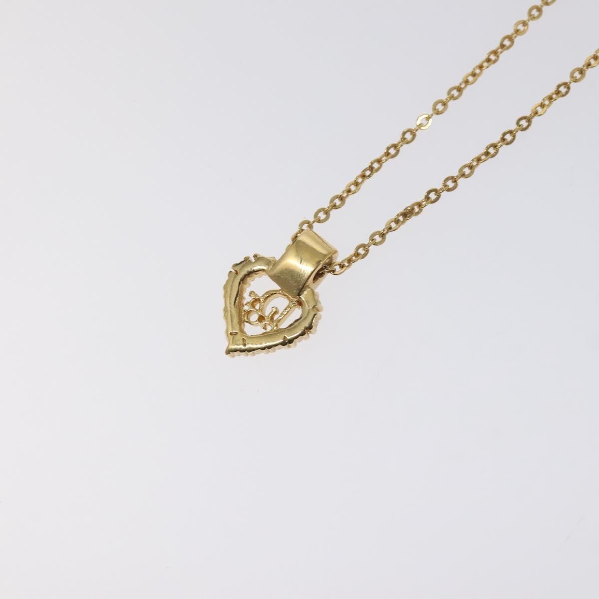 Christian Dior Logo Heart Pendant Necklace Metal