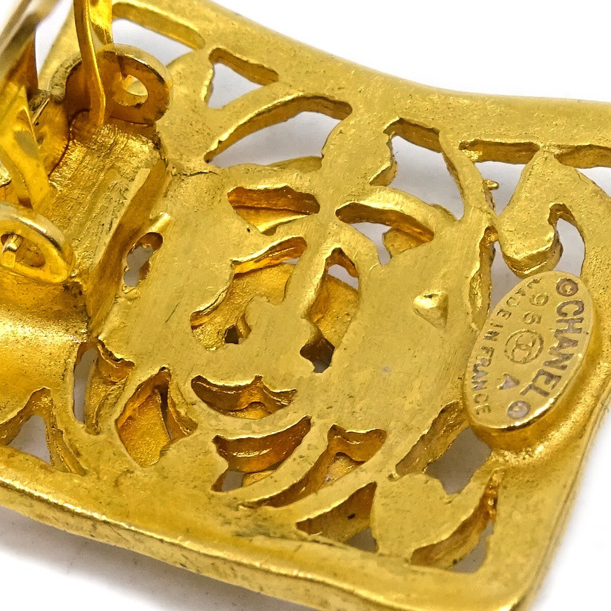 Chanel Vintage Square CC Earrings Metal