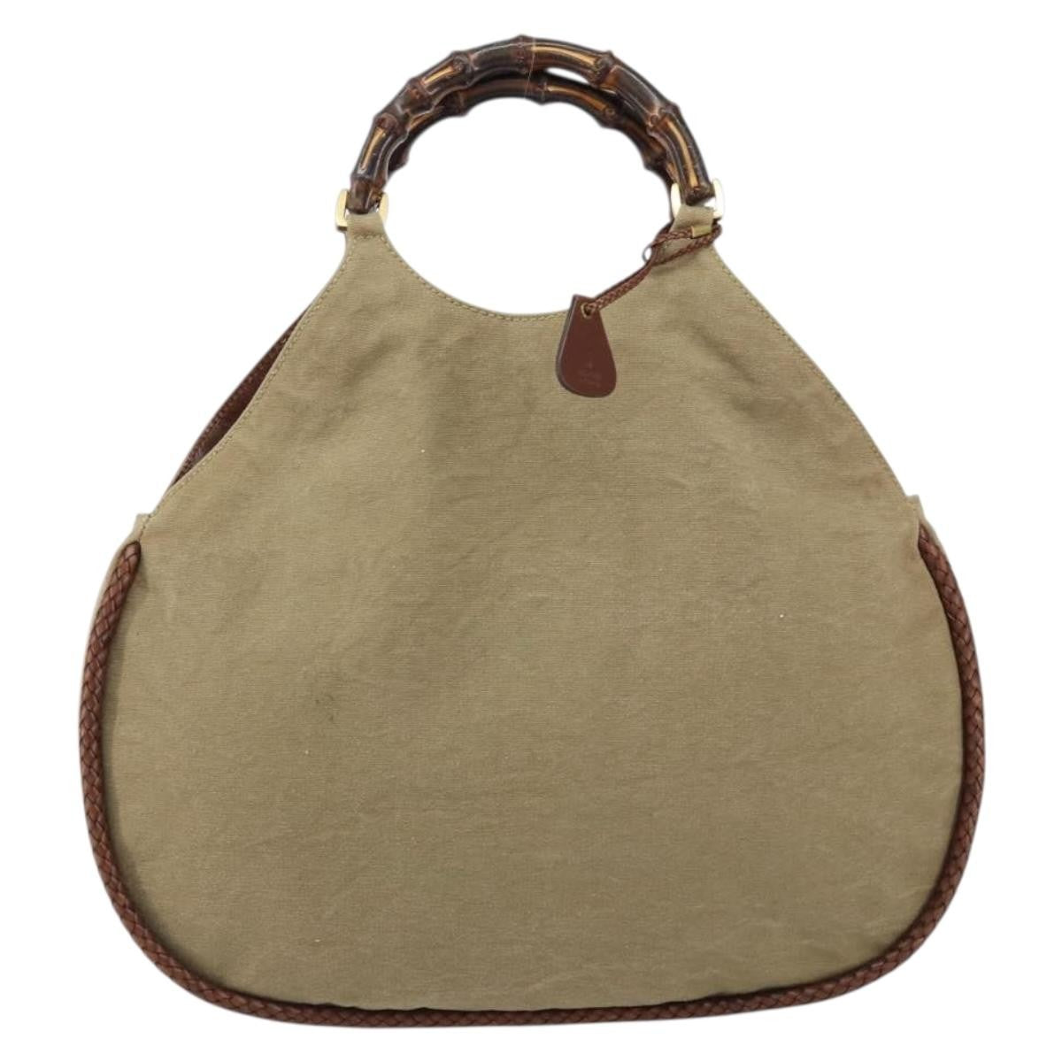 Gucci Vintage Bamboo Hobo Canvas