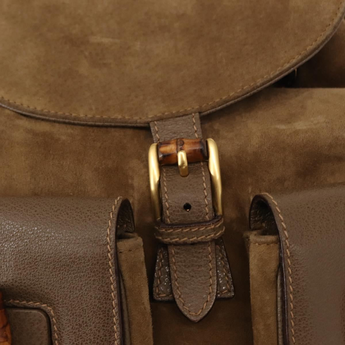 Gucci Vintage Bamboo Backpack Suede