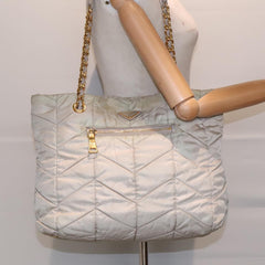 Prada Chain Front Zip Tote Quilted Tessuto