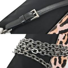 Prada Chain Flap Shoulder Bag Pony Hair and Nylon