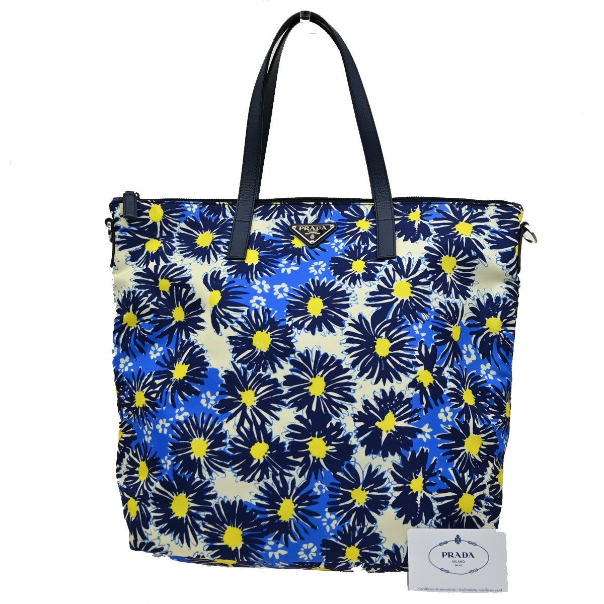 Prada Convertible Zip Tote Printed Tessuto