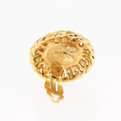 Chanel Vintage Round Clip-On Earrings Metal with Faux Pearl