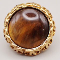 Chanel Vintage CC Round Button Clip-On Earrings Metal and Wood