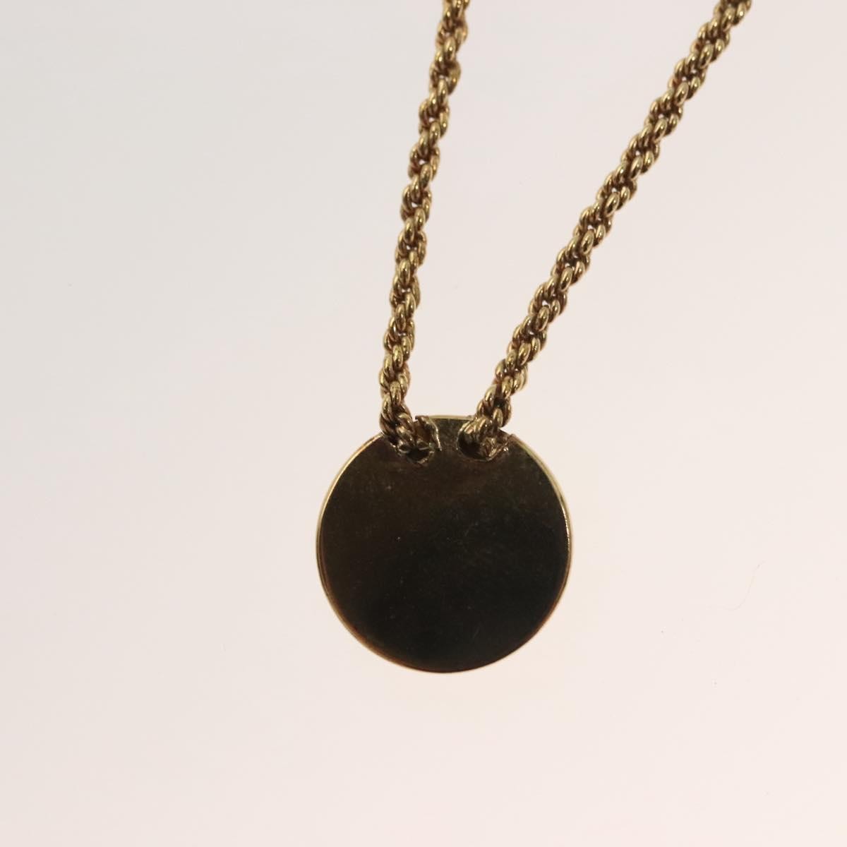 Christian Dior Vintage Logo Round Pendant Necklace Metal