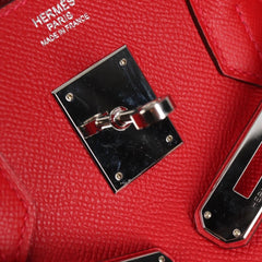 Hermes Birkin Handbag Red Epsom with Palladium Hardware