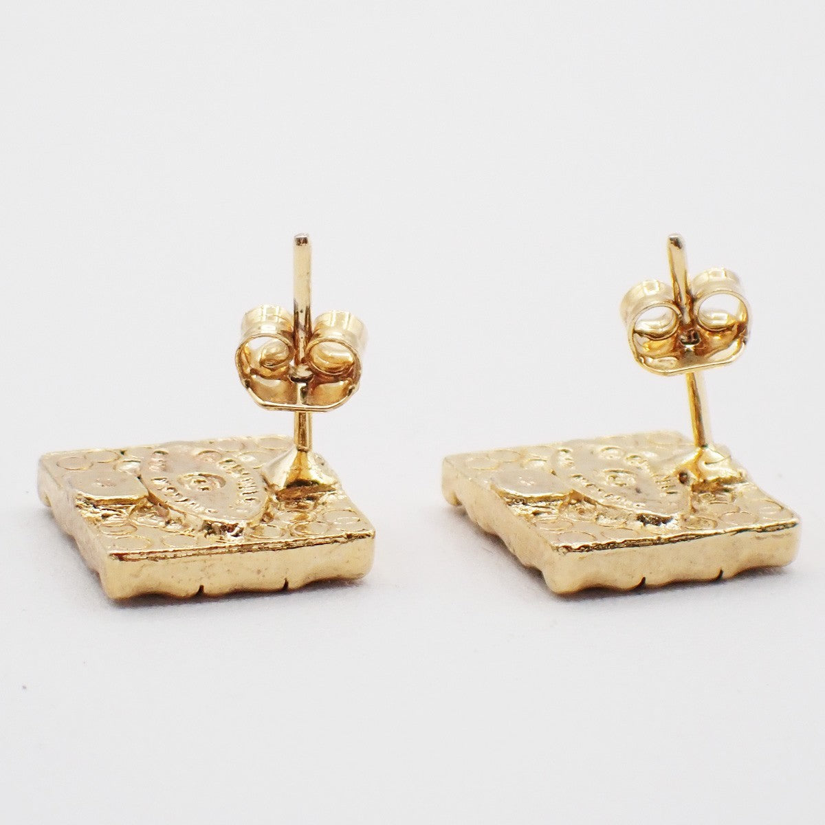 Chanel CC Square Stud Earrings Metal with Enamel
