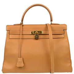 Hermes Kelly Handbag Brown Courchevel with Gold Hardware