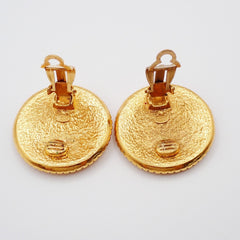 Chanel Vintage Round CC Clip-On Earrings Metal