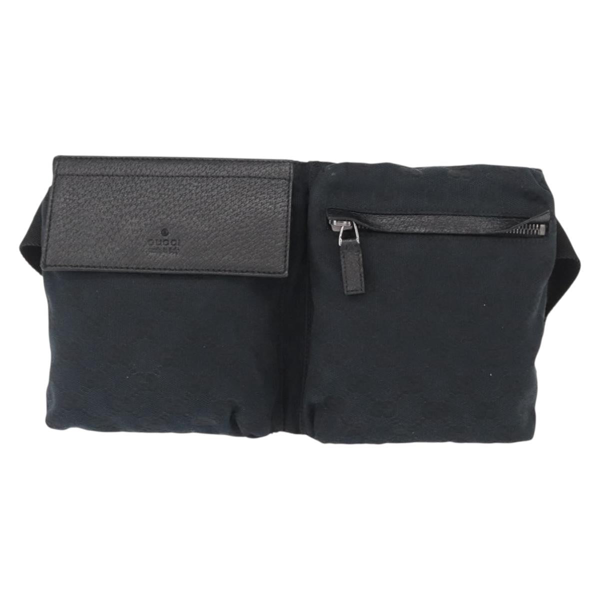 Gucci Vintage Double Belt Bag GG Canvas with Leather