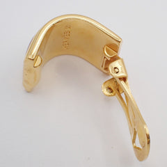 Hermes Vintage Half Hoop Clip-On Earrings Printed Enamel and Metal