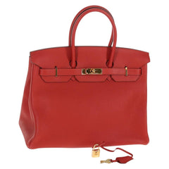 Hermes Birkin Handbag Red Togo with Gold Hardware