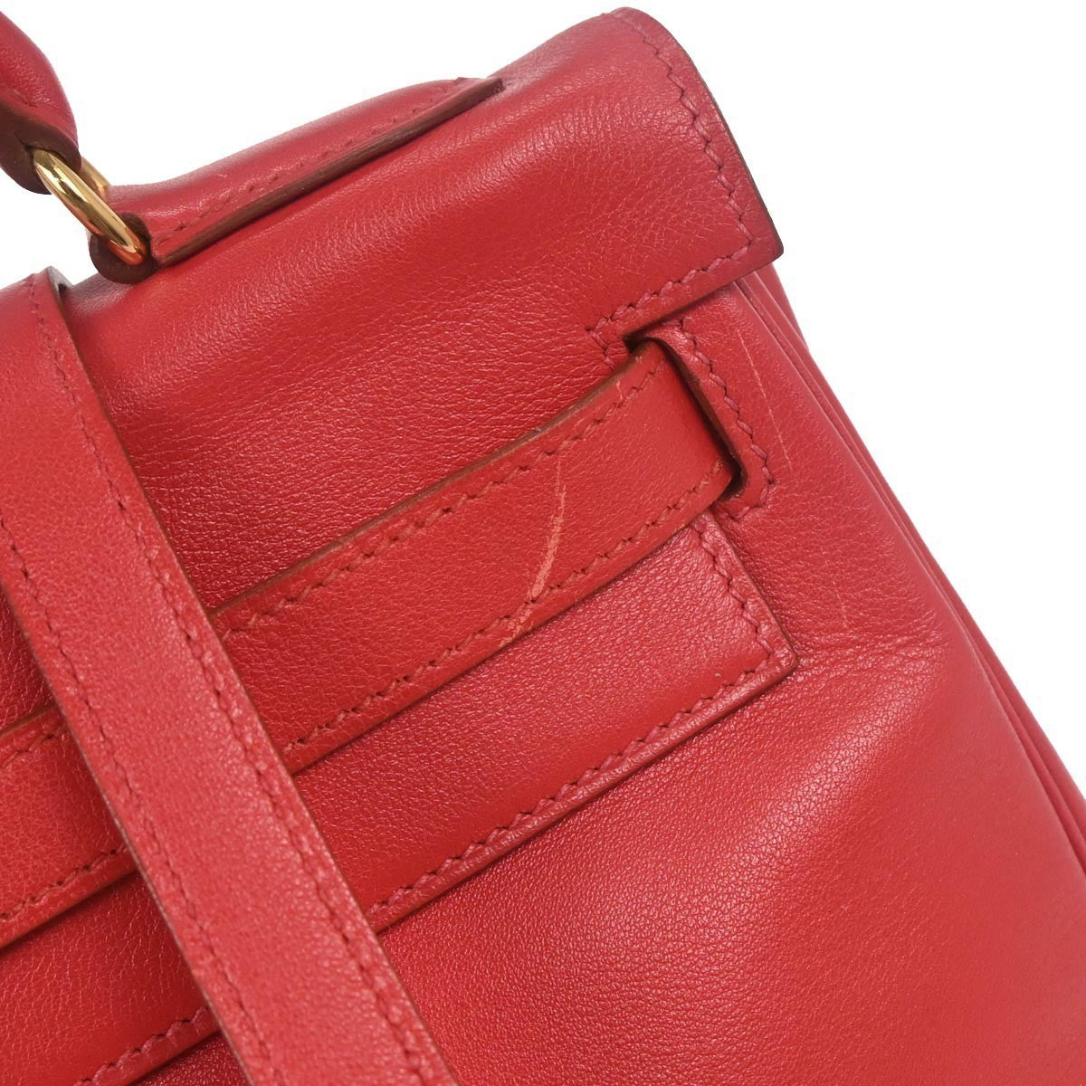 Hermes Kelly Handbag Red Gulliver with Gold Hardware