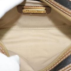 Christian Dior Vintage Honeycomb Zip Pouch Canvas and Leather
