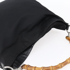 Gucci Vintage Bamboo Handle Open Hobo Nylon