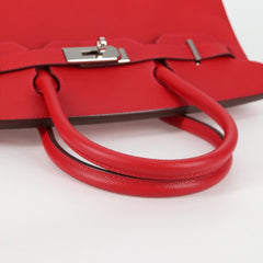Hermes Birkin Handbag Red Epsom with Palladium Hardware