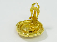 Chanel Vintage CC Round Clip-On Earrings Metal