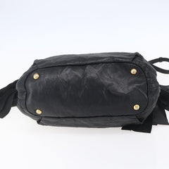 Prada Bow Tie Pleated Tote Leather