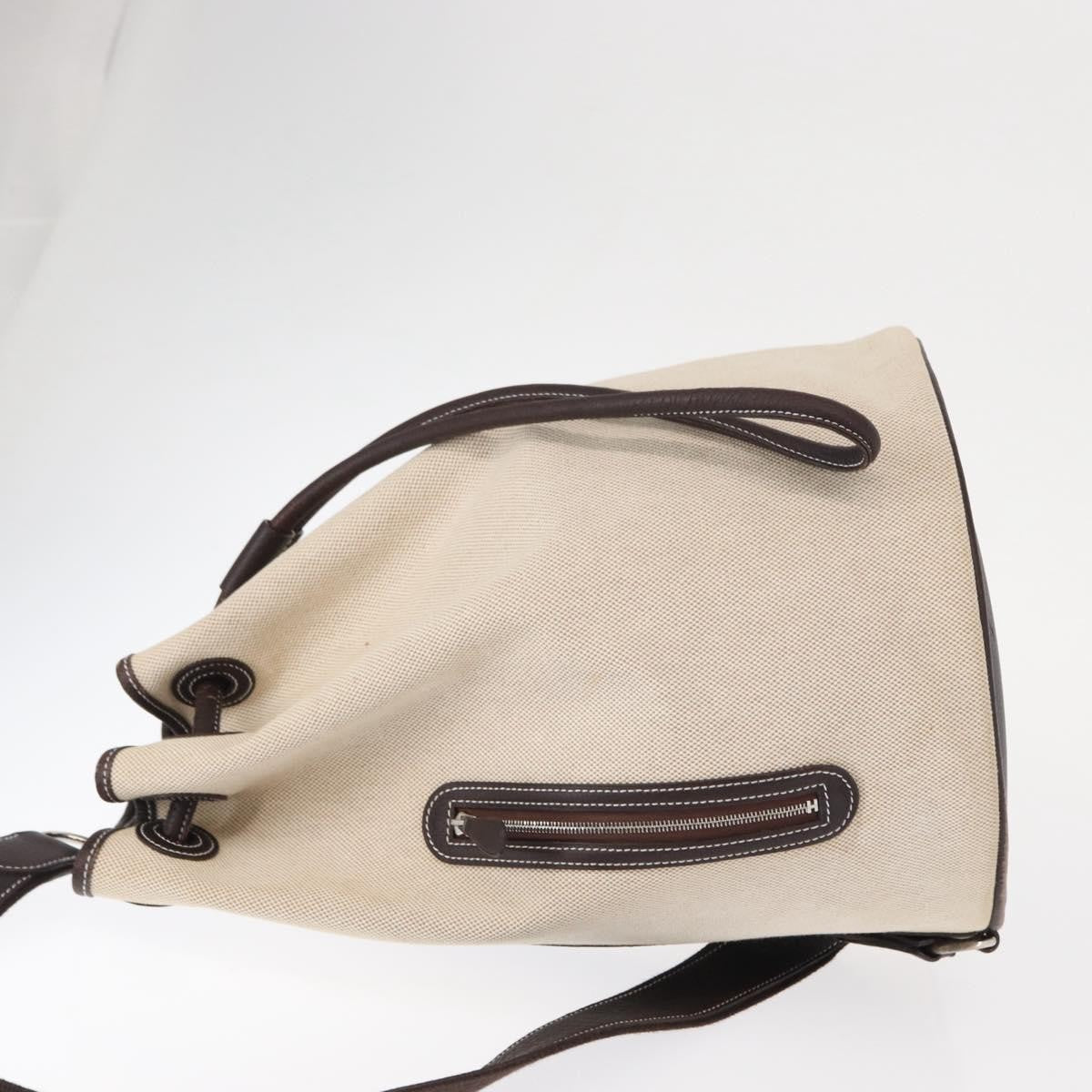 Hermes Sac Marin Recif Drawstring Bag Toile with Leather