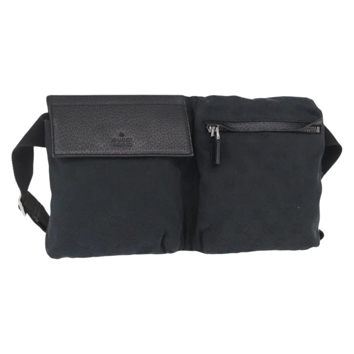 Gucci Vintage Double Belt Bag GG Canvas with Leather