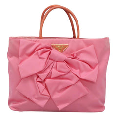 Prada Logo Bow Convertible Tote Tessuto with Leather