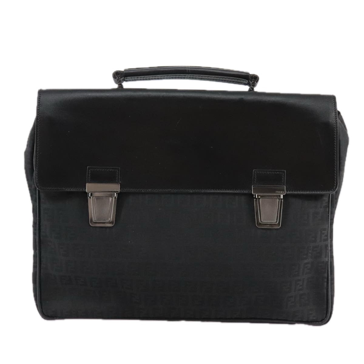 Fendi Convertible Pushlock Flap Satchel Zucca Canvas and Leather