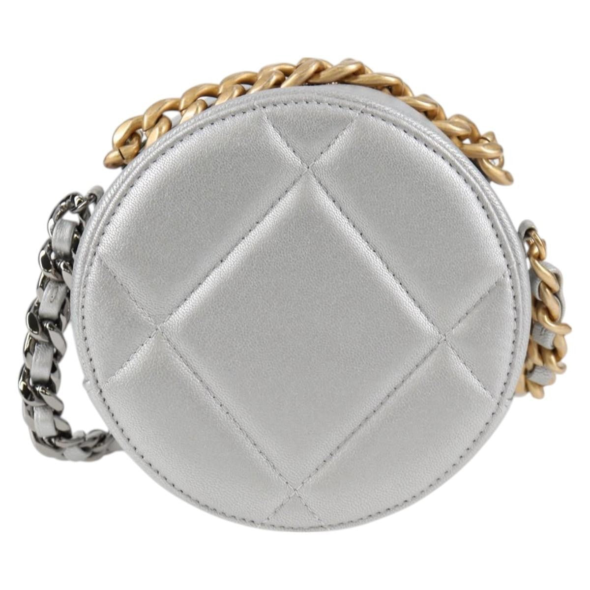 Chanel 19 Round Clutch with Chain Quilted Leather