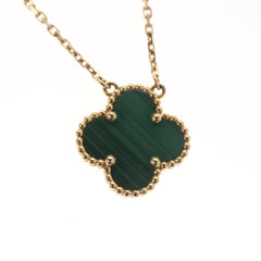 Van Cleef & Arpels Vintage Alhambra Pendant Necklace 18K Yellow Gold and Malachite