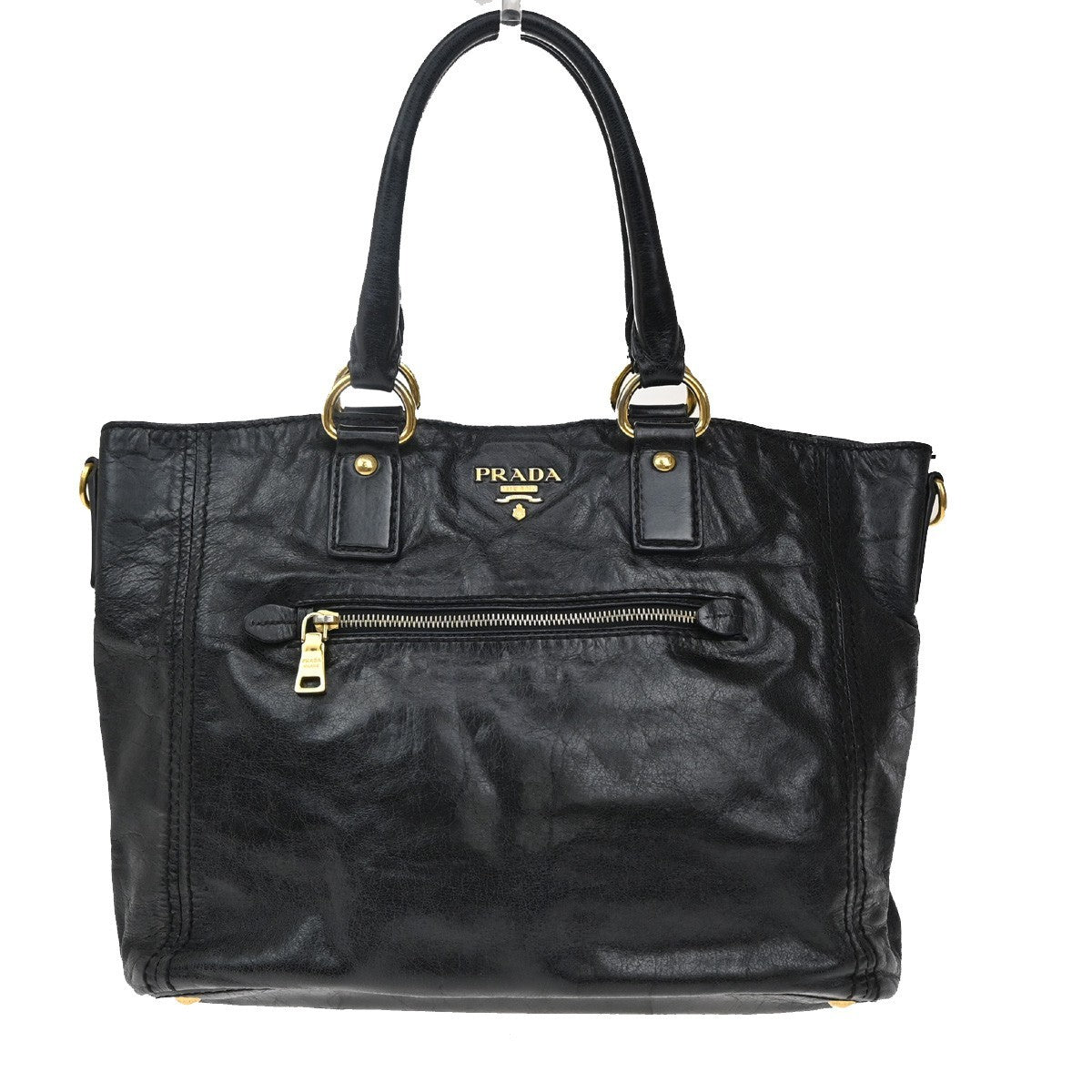 Prada Front Pocket Convertible Tote Leather