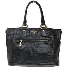 Prada Front Pocket Convertible Tote Leather