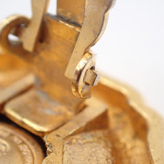Chanel Vintage CC Round Button Clip-On Earrings Metal