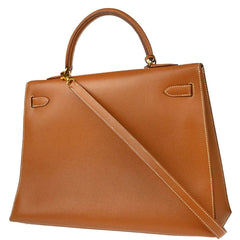 Hermes Kelly Handbag Brown Courchevel with Gold Hardware