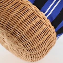 Prada Drawstring Bucket Bag Canvas and Wicker