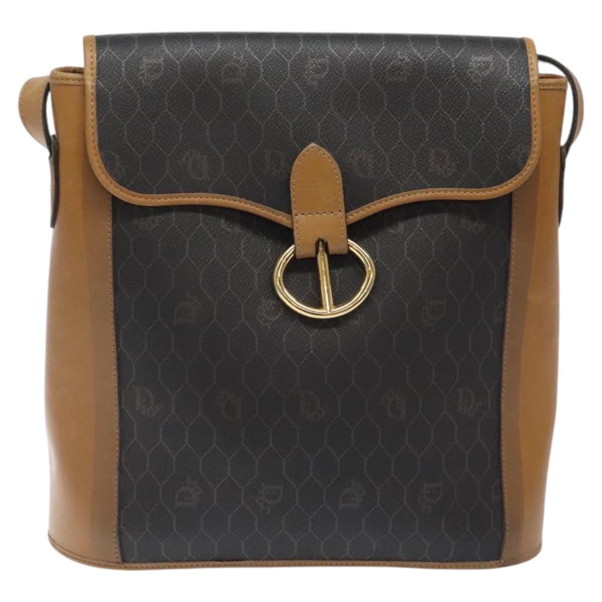 Christian Dior Vintage Honeycomb Flap Crossbody Bag Canvas and Leather