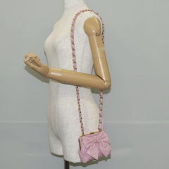 Chanel Bow Frame Clutch With Chain Quilted Patent with Lambskin