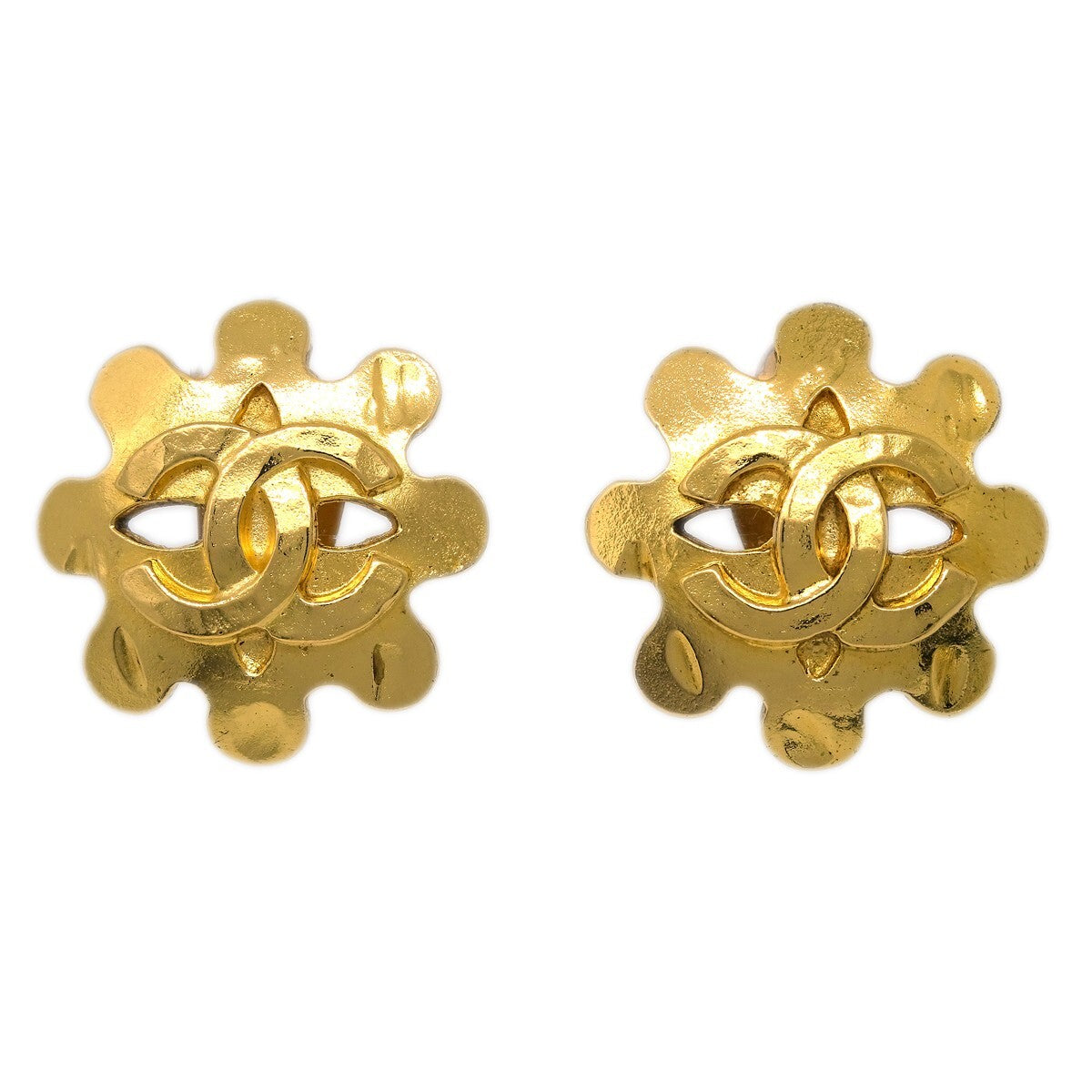 Chanel Vintage Flower Clip-On Earrings Metal
