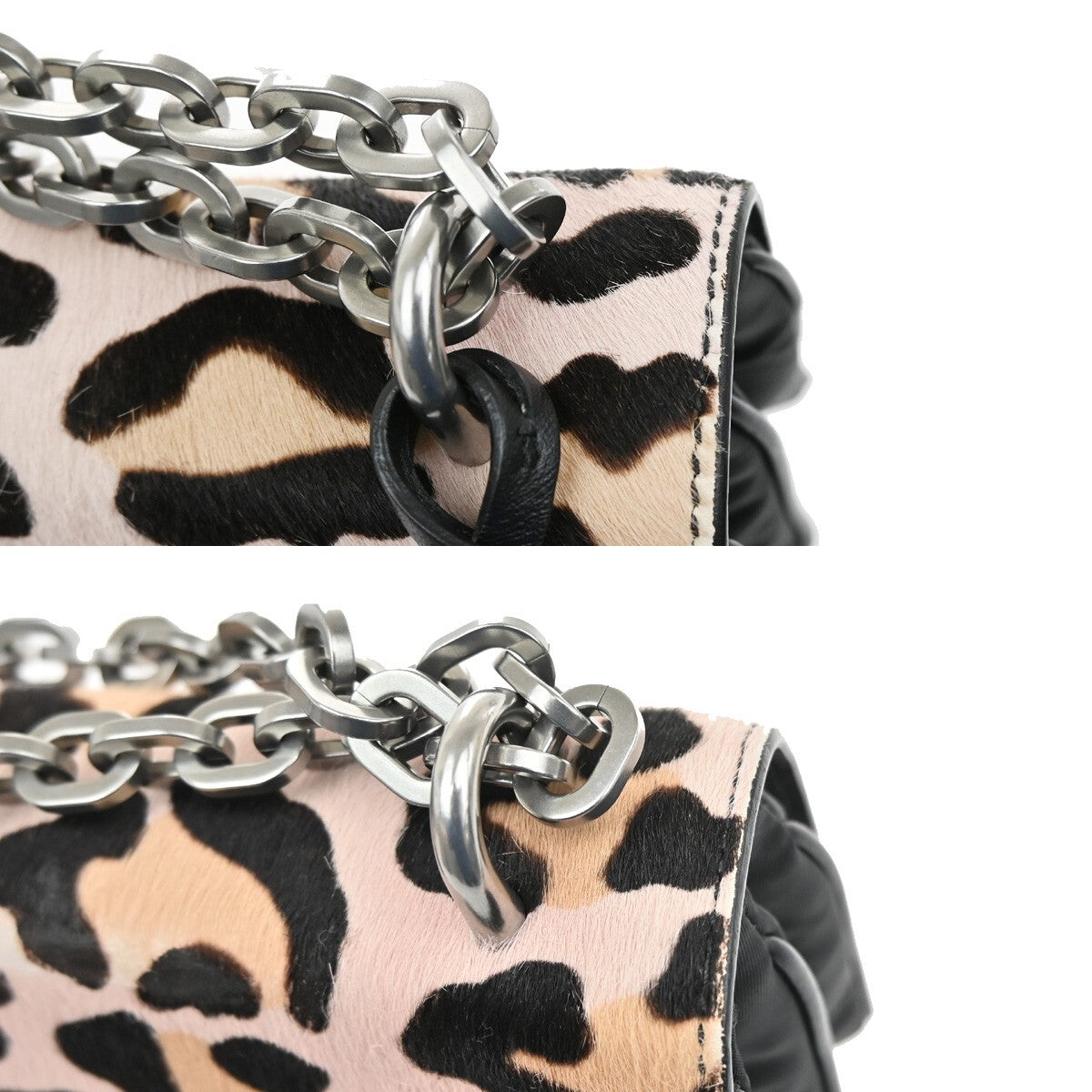 Prada Chain Flap Shoulder Bag Pony Hair and Nylon