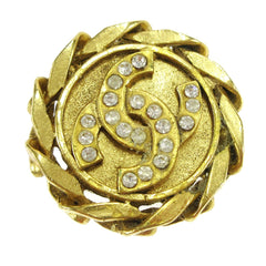 Chanel CC Button Clip-On Earrings Metal with Faux Pearl