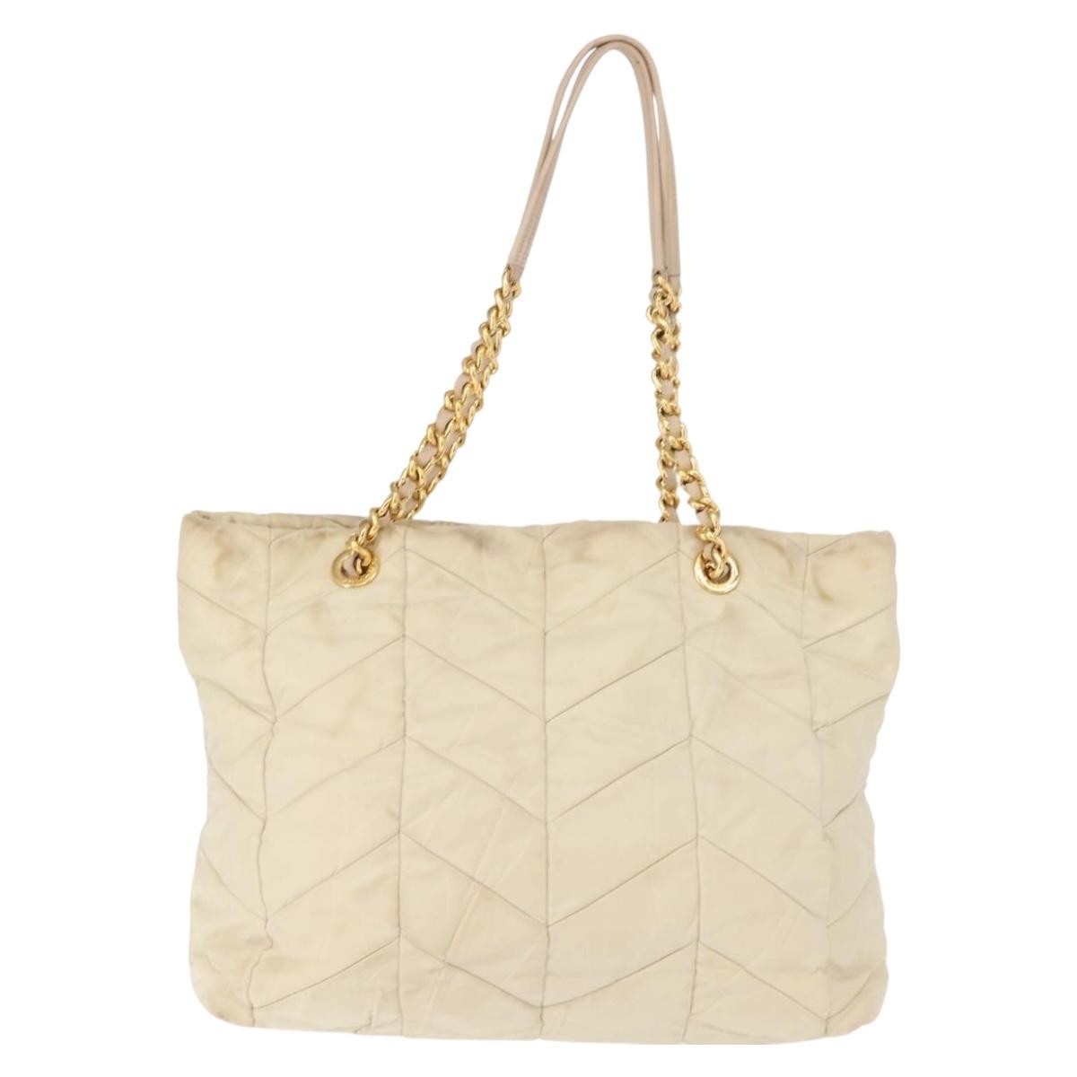 Prada Chain Front Zip Tote Quilted Tessuto