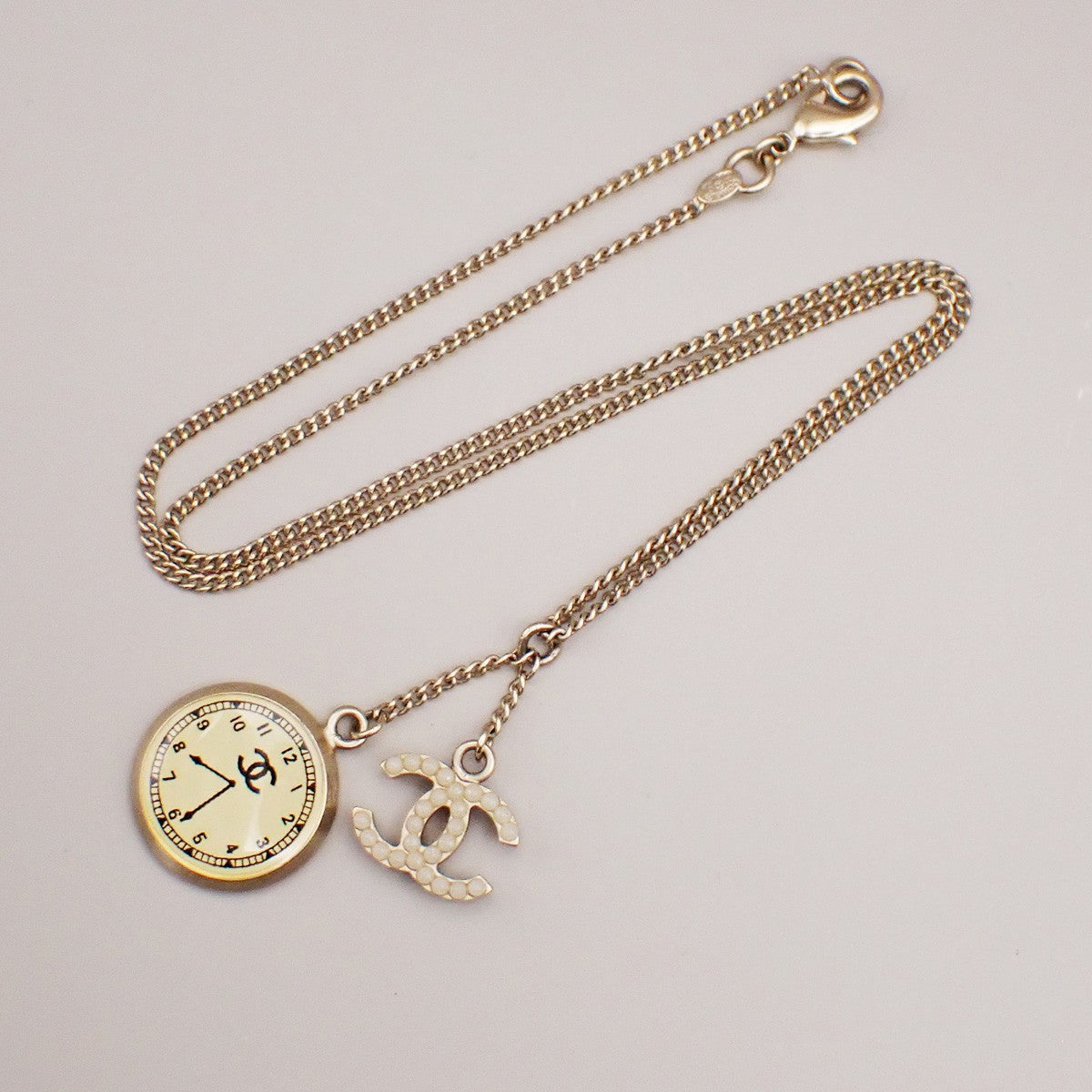 Chanel CC Pendant Necklace Faux Pearls and Metal