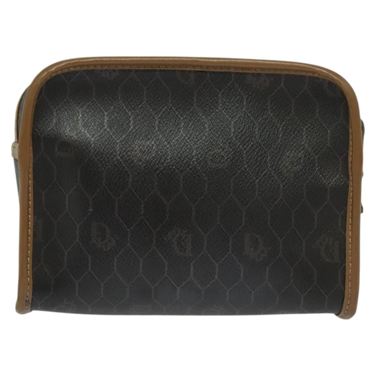 Christian Dior Vintage Honeycomb Zip Pouch Canvas and Leather