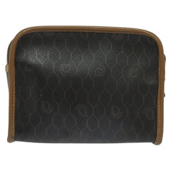 Christian Dior Vintage Honeycomb Zip Pouch Canvas and Leather