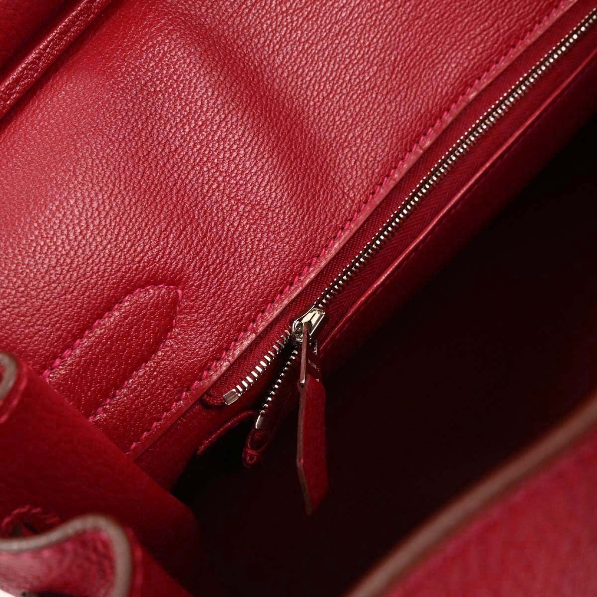 Hermes Birkin Handbag Red Togo with Palladium Hardware