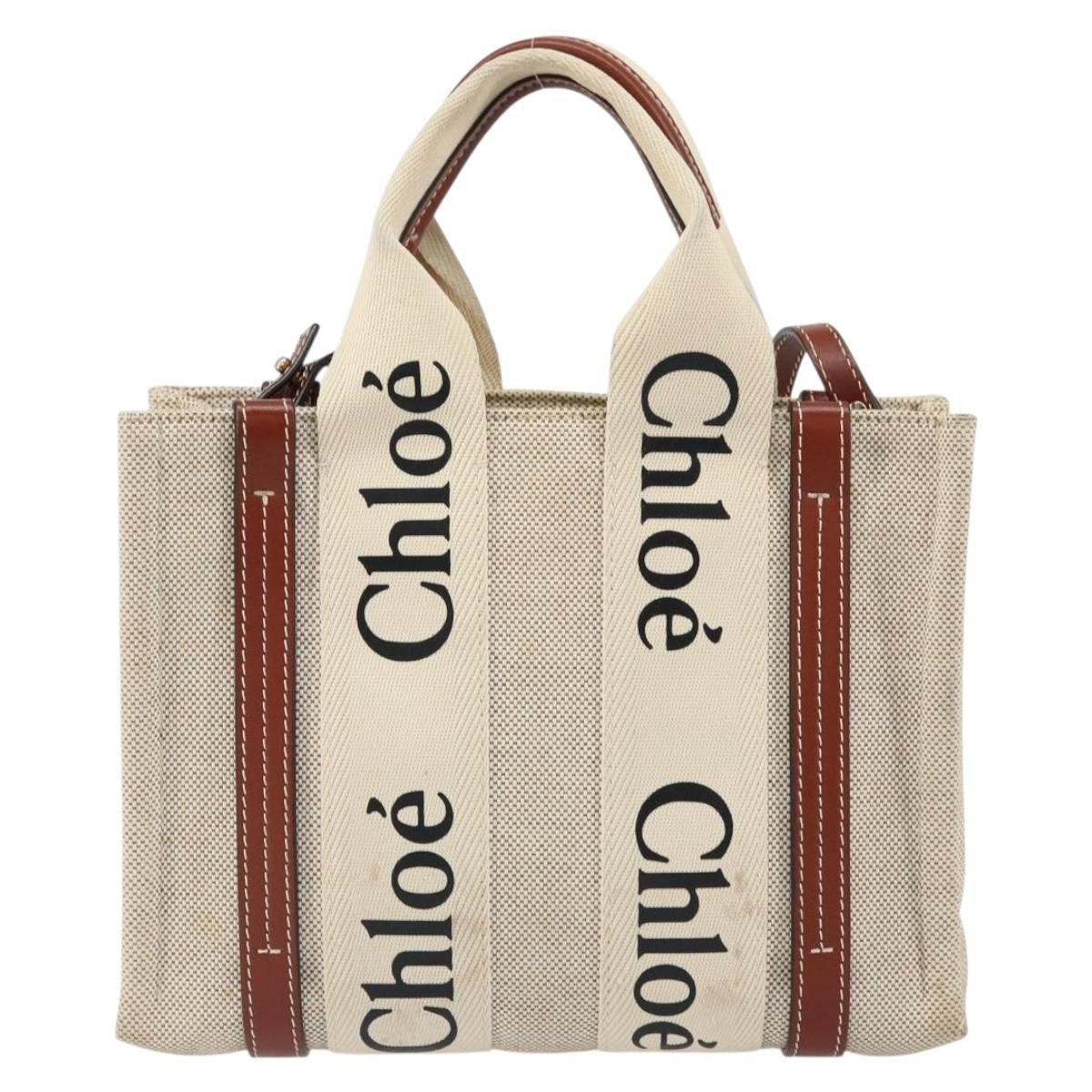 Chloe Woody Convertible Tote Canvas with Leather